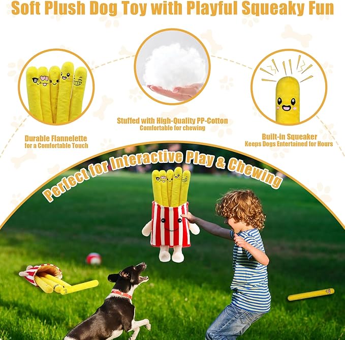 YZHDUXIU Dog Squeak Toys, 5 Pack Christmas French Fry PlushToys Interactive - Image 3