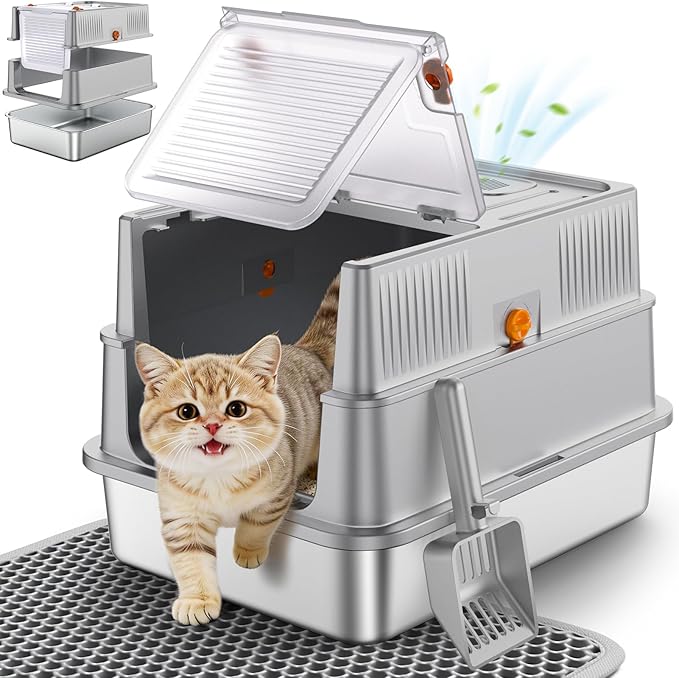 URPOWER Stainless Steel Cat Litter Box by URPOWER