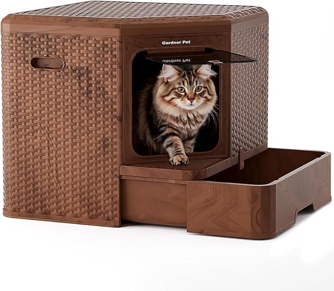 Gradner Pet Cat Litter Tray, Odour-Resistant Enclosed Cat Litter Box by GardnerPet