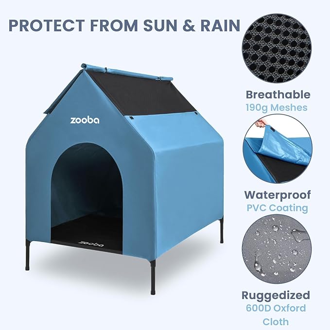 Zooba 29" 2-in-1 Dog House for Medium Dogs, Elevted Dog House Outdoor/Indoor - Image 7