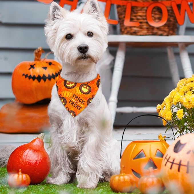 Preboun 50 Pcs Halloween Dog Bandanas Bulk Pumpkin Ghost Bandanas - Image 2