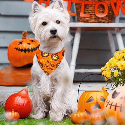 Preboun 50 Pcs Halloween Dog Bandanas Bulk Pumpkin Ghost Bandanas - Image 2