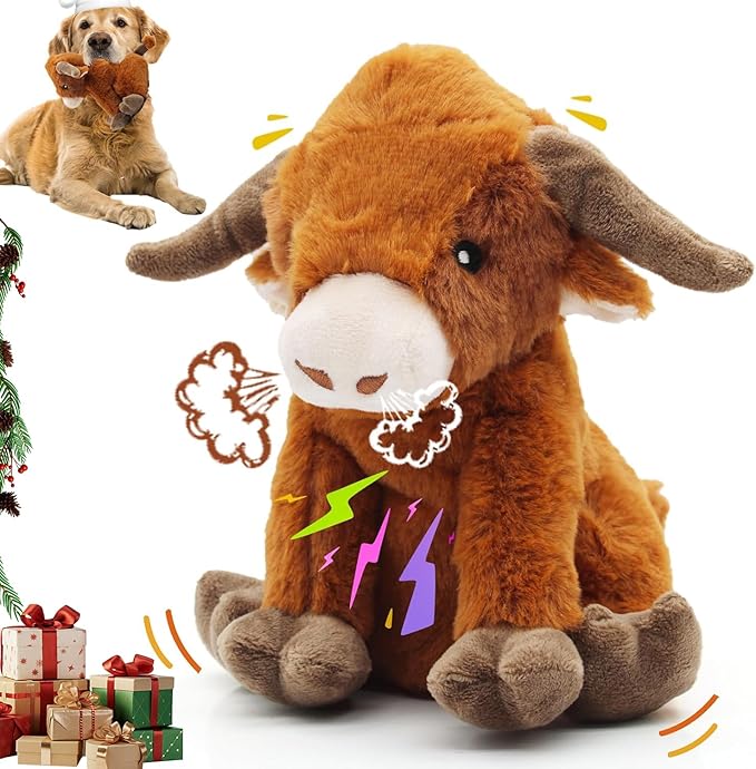 YZHDUXIU Highland Cow Dog Toy, Squeaky Dog Toys Stuffed Plush Puppy Toy by Yzhduxiu