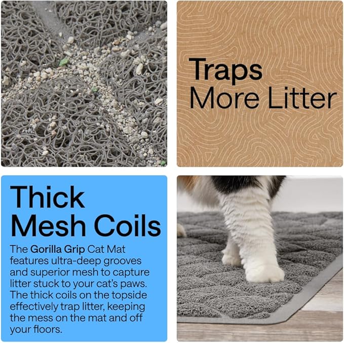 GORILLA GRIP Cat Litter Box Mat, Cushioned Coil Mesh Litter Trapping Mats - Image 3