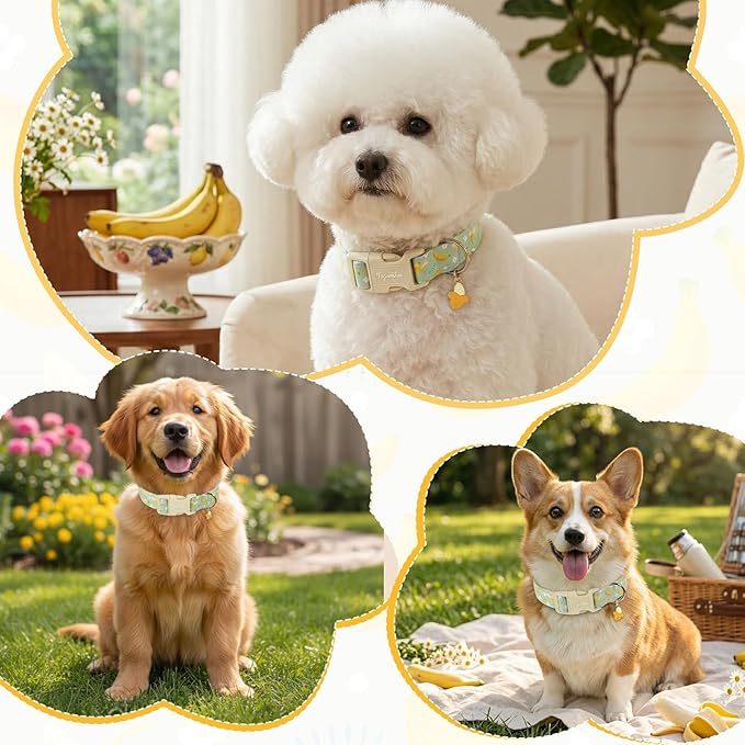 Cute Banana Pattern Dog Collar, Spring Summer Design Puppy Collar, Cotton - Image 6