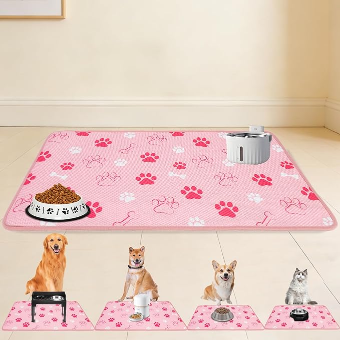 PUPTECK Dog Food Mat, Absorbent Pet Cat Feeding Mat by PUPTECK