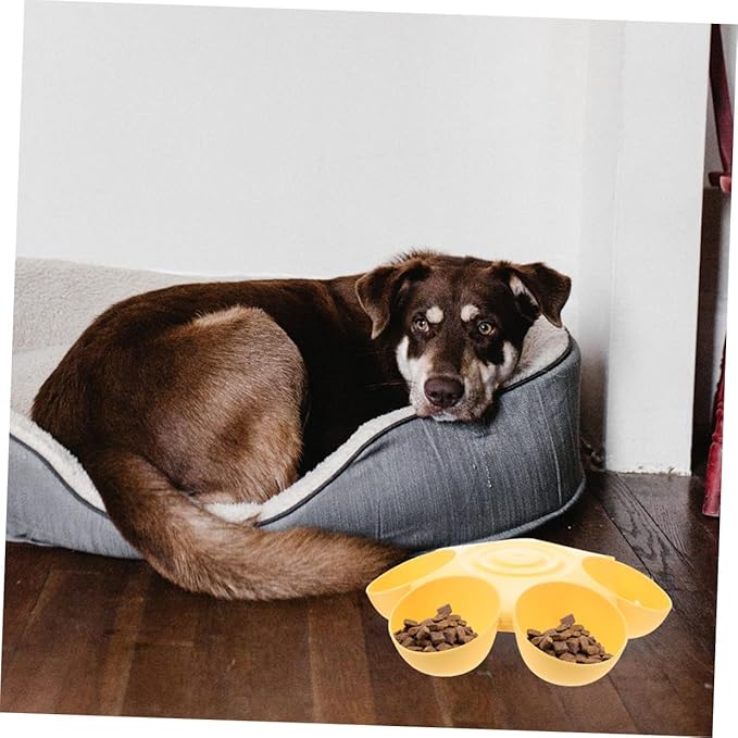 2pcs Flower Petal Shaped Pet Food Container and Water Bowl Set, Six-Compartment - Image 4