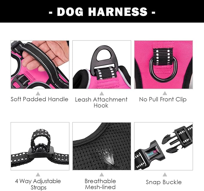 PHOEPET No Pull Dog Harness Medium Reflective Front Clip Vest - Image 4