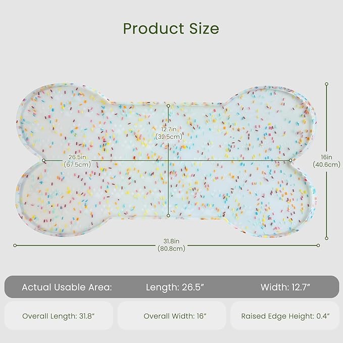 PWTAA Dog Food Mat Anti-Slip Silicone Dog Bowl Mat Thicker Pet Placemat - Image 2