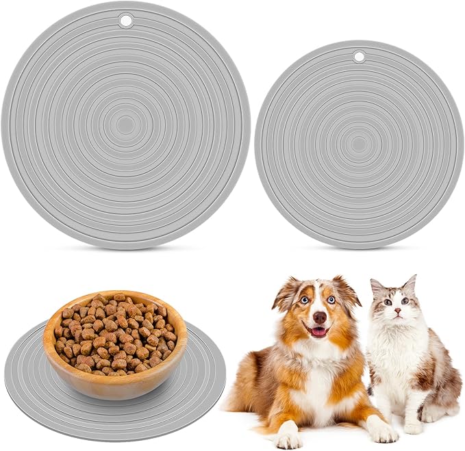 2 Pieces Silicone Pet Food Mat Pet Feeding Mat by Geiserailie