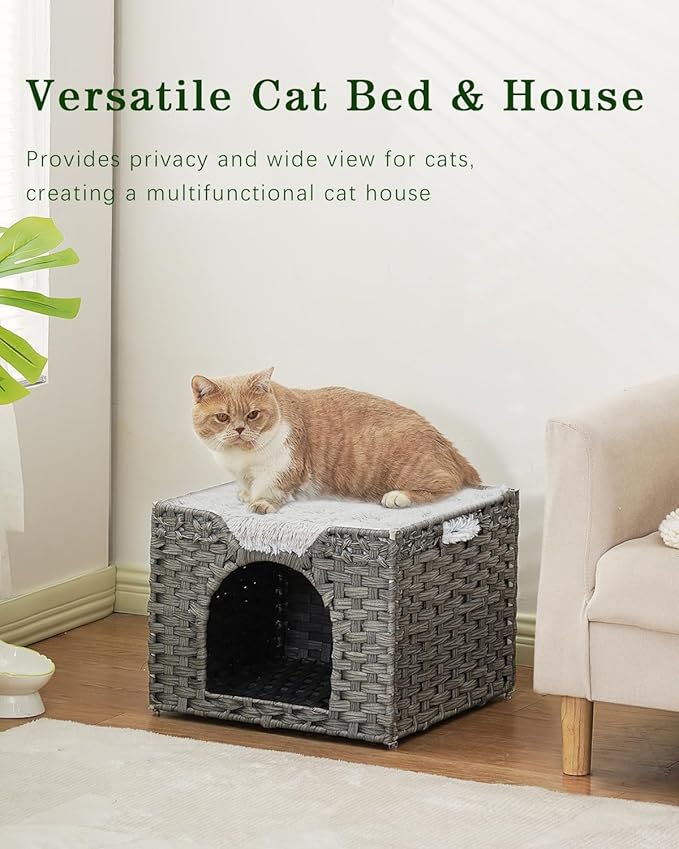 SETVSON Cat Beds Indoor Kitten House, Handwoven Rattan Cat Cave Pet Cube - Image 7