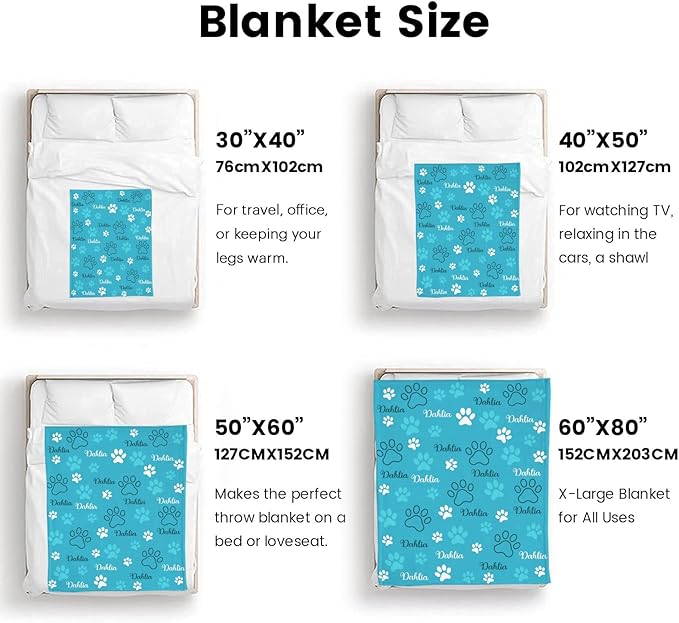 Personalized Dog Blankets with Name, Custom Paw Print Blanket - Image 7