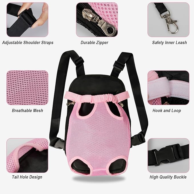 FEimaX Dog Carrier Backpack Pet Legs Out Front Cat Travel Bag, Adjustable Puppy - Image 3