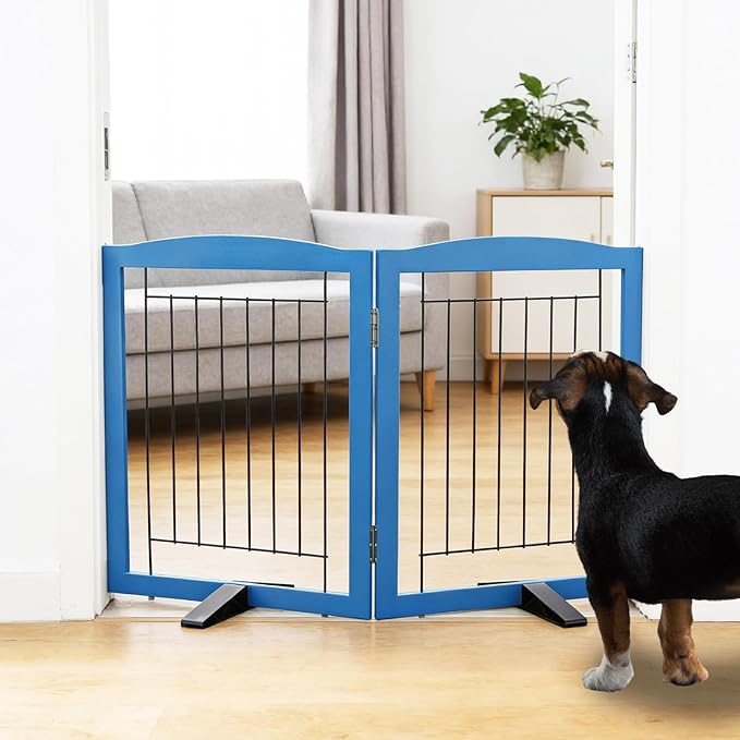ZJSF Freestanding Dog Fence Indoor, Foldable Dog Gate by ZJSF