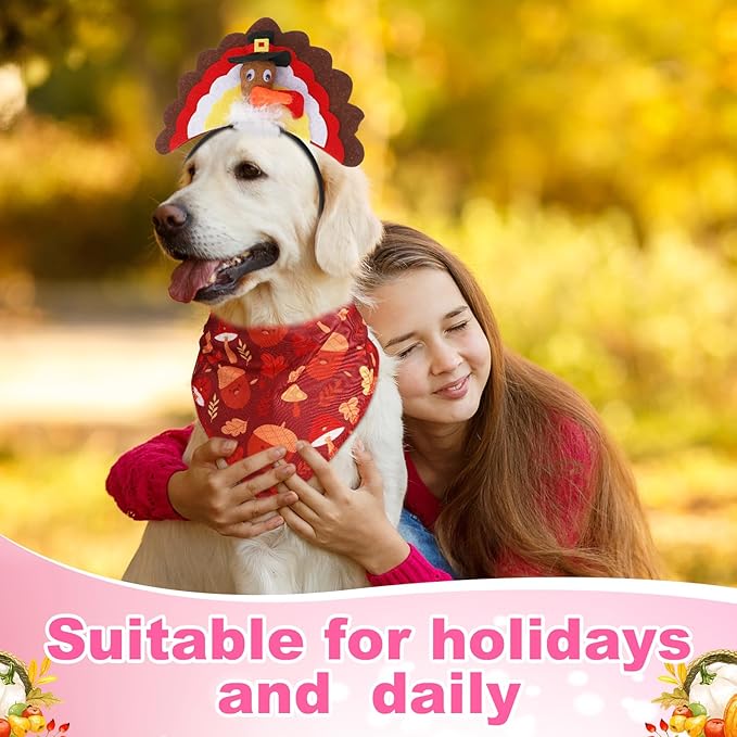 Huhumy 9 Set Christmas Dog Costume Christmas Thanksgiving Holiday Pet Headband - Image 5