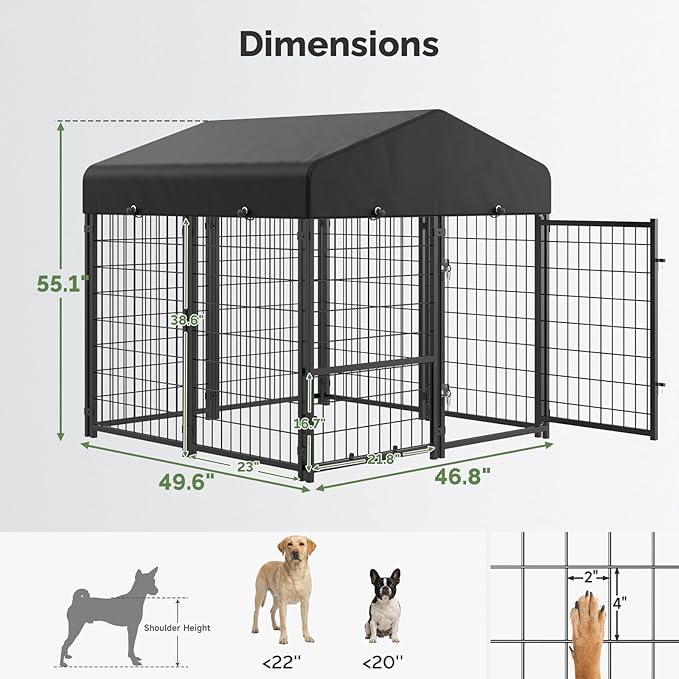 Sino Luban 2PCS 4x4x4.6FT Dog Kennel Outdoor, Dog Run Enclosure Outside Dog - Image 6