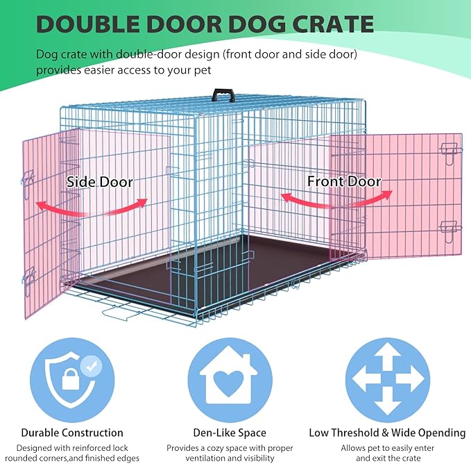 BestPet | Dog Crate | 24" | Blue | Foldable Metal Kennel - Image 3