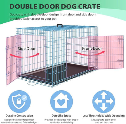 BestPet | Dog Crate | 24" | Blue | Foldable Metal Kennel - Image 3
