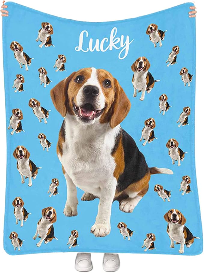 Personalized Dog Portrait Blanket Using Pet Photo & Name Custom Pet Memorial by Artsadd