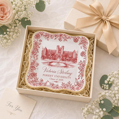 LOVELYPOD Custom Toile University Campus Trinket Tray, Personalized College - Image 4