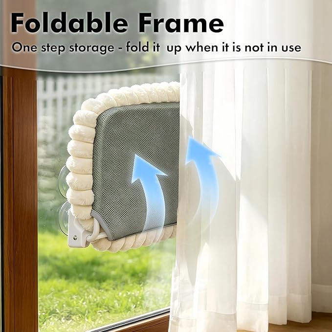 AMOSIJOY Cordless Cat Window Perch, Window Hammock - Image 2