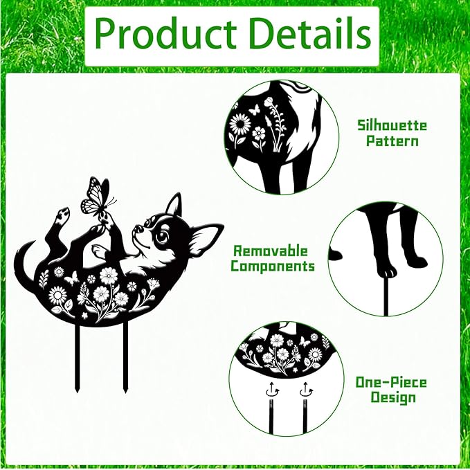 Rngmsi Dog Chihuahua Metal Decorative Garden Stakes Decor, Dog Gifts - Image 3