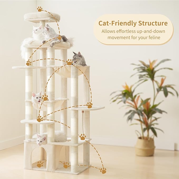 Heybly Cat Tree, 71-Inch Tall Cat Tower - Image 2
