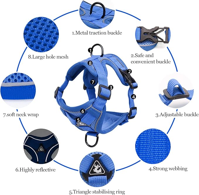 Wanheart Summer cat Chest Harness and Leash, Anti-Escape Adjustable Soft mesh - Image 3