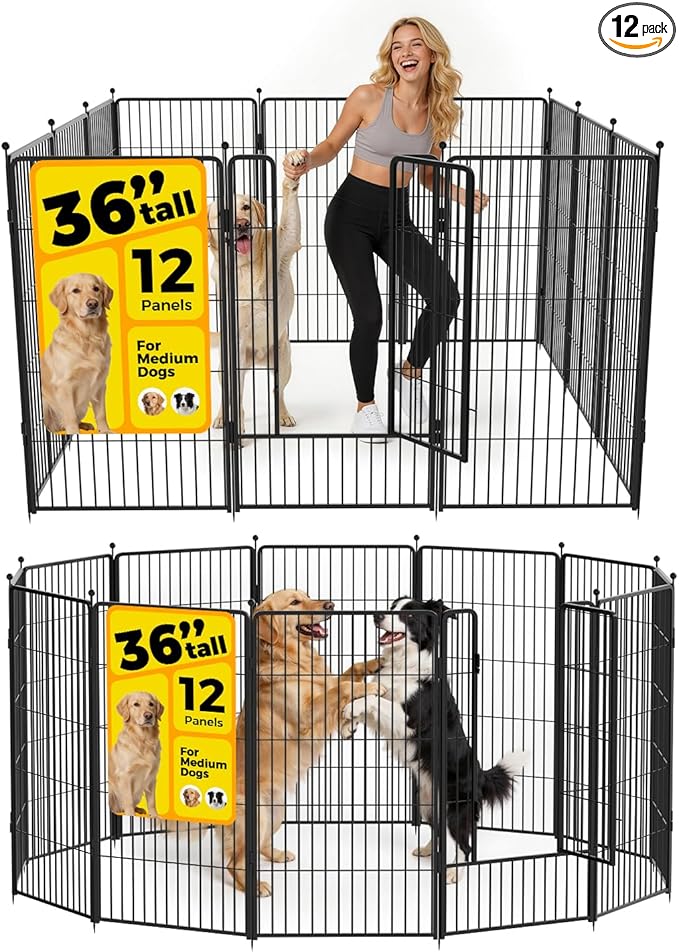 Dog Playpen 36 inch 12 Panels for Indoor & Outdoor Use – Heavy-Duty Metal Pet by Unknown