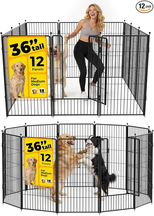 Dog Playpen 36 inch 12 Panels for Indoor & Outdoor Use – Heavy-Duty Metal Pet by Unknown