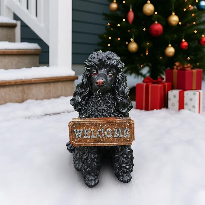 Black Poodle Dog Garden Statue - Image 8