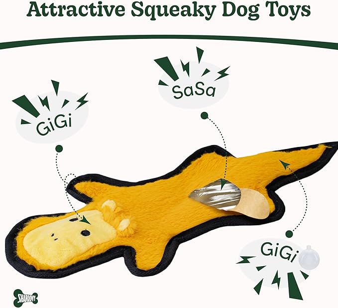 SHARLOVY No Stuffing Dog Toys Crinkle Squeaky, Long Lasting Chews - Image 3