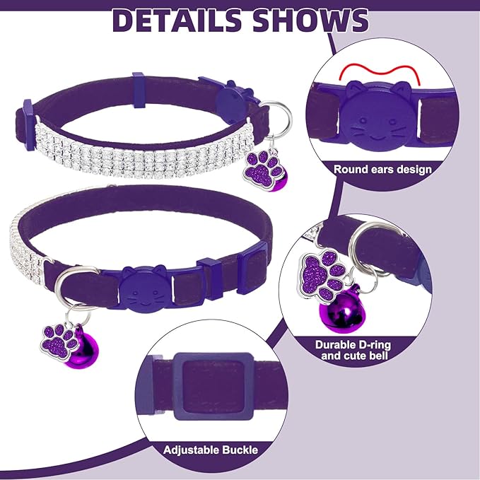 EXPAWLORER Soft Velvet Safe Cat Collars - Image 3