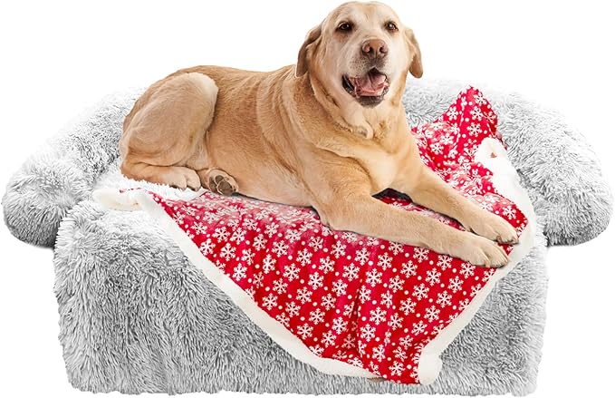 GGIB Calming Dog Bed Christmas Throw Blanket Fluffy Plush Dog Mat Furniture by GGIB