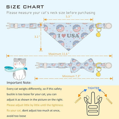 Faygarsle 2 Pack Patriotic Cat Collar Set - Image 2