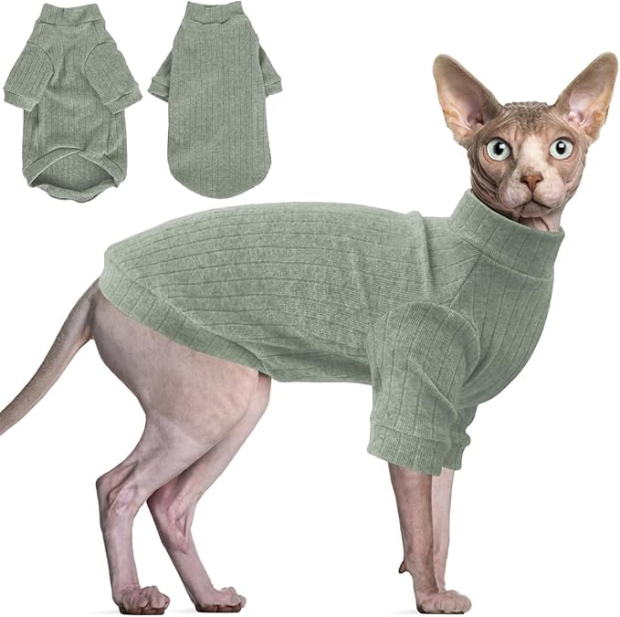 Idepet Sphynx Hairless Cats Sweater Shirt Kitten Soft Puppy Clothes Pullover by Idepet
