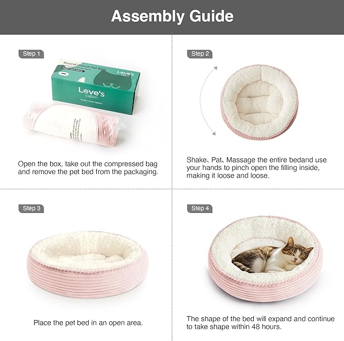 Love's cabin Round Donut Cat and Dog Cushion Bed, 20in Pet Bed - Image 8