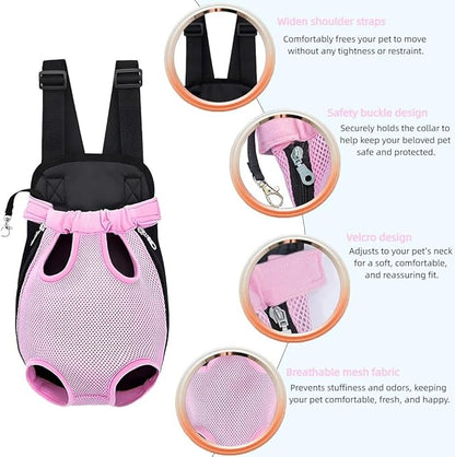 Pet Dog Carrier Backpack, Portable Breathable Mesh Chest Carrier, Polyester - Image 4