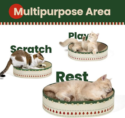 Conlun Cat Scratcher Bed, 2 in 1 Oval Cat Scratching Board - Image 3