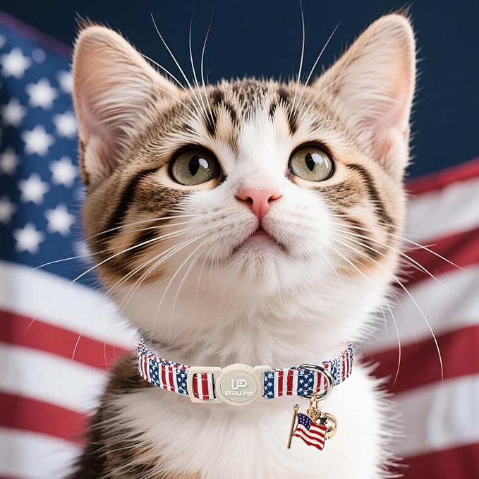 4th 0f July Cat Collar, Summer Baseball Blue Cat Collar - Image 5