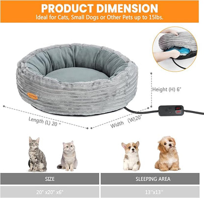 Heated Cat Bed for Indoor Cats, 20’’ Electric Cat Heated Bed Pet Warming Bed - Image 6