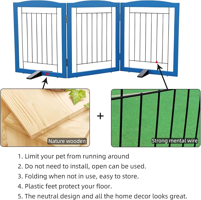 ZJSF Freestanding Dog Fence Indoor, Foldable Dog Gate - Image 6