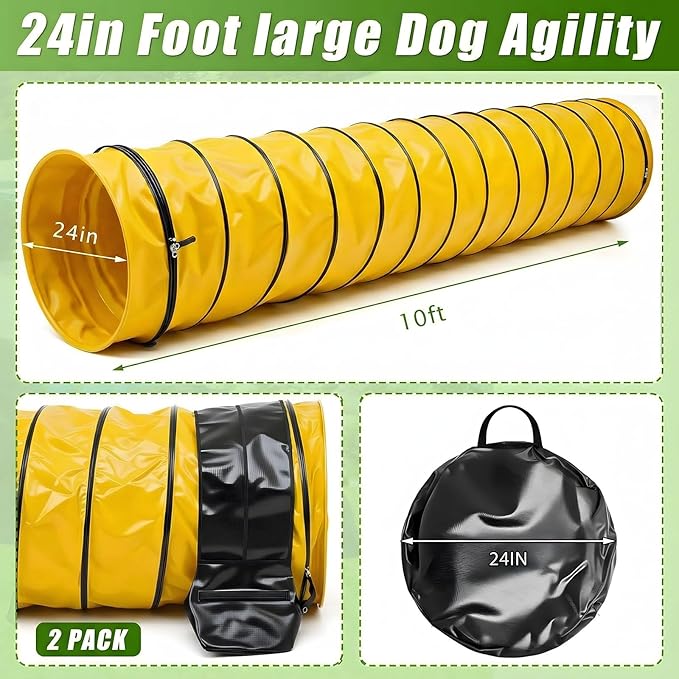 Briwooody 24 in 10 Foot PVC Dog Agility Tunnel - Image 2