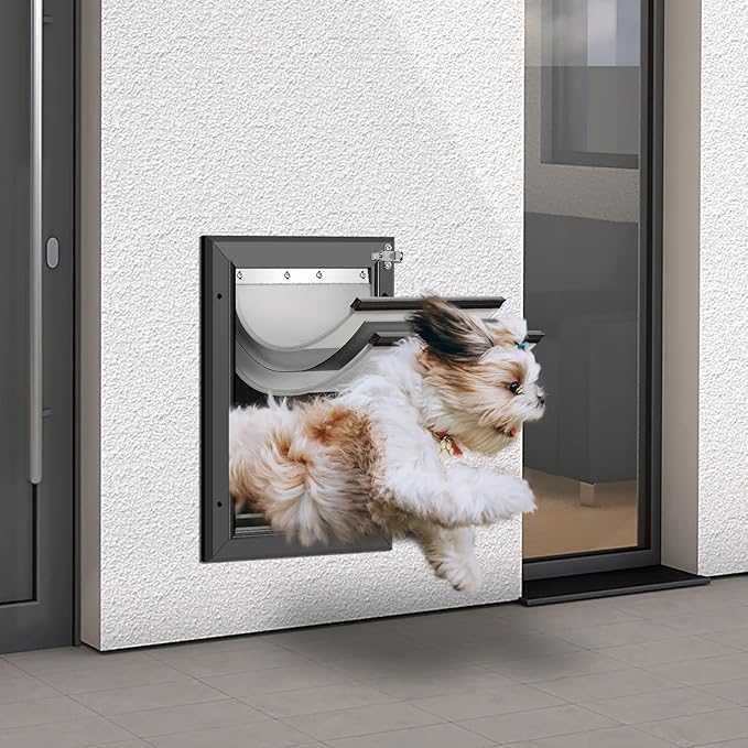 3-Flaps Heavy-Duty Dog Door for Wall, Rust Proof Aluminum Alloy Frame, Extreme - Image 2