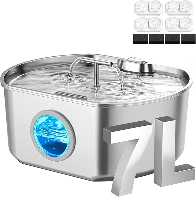 Cat Water Fountain Stainless Steel by Neareal