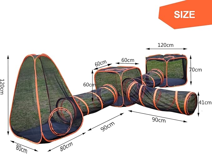 6 in 1 Pet Cat and Dog Tunnel Tent Foldable Pet Tent Outdoor Pop Up Pet Playpen - Image 6