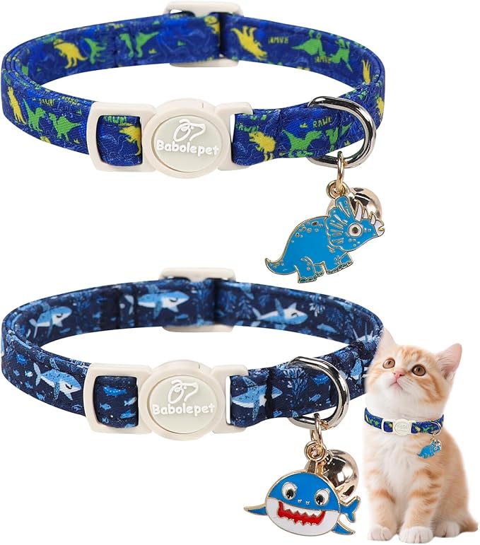 2 Pack Boy Cat Collars by Babolepet