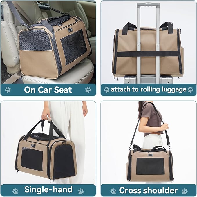 PETSFIT Soft-Sided Cat Carrier for Medium Cats up to 25 lbs, Foldable Pet - Image 2