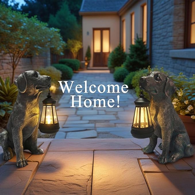 Dog Statue with Solar Lantern - Image 6