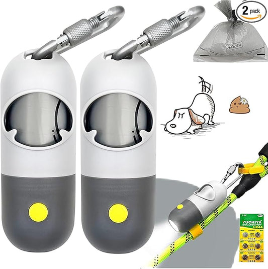 Dog Poop Bags Holder with LED Flashlight|Pet Waste Bags Dispenser by YUCHIYA